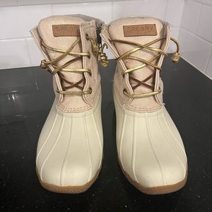 Cream Sperry Rain Boot